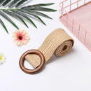 1PC Women Fashion Casual Straw Belt Round Wooden Buckle Elastic Waist Chain Belly Necklace Body Jewelry Dress Shirt Accessories