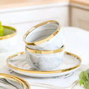 New Double-sided Gilt Rim Gray Marble Pattern Gilt Rim Porcelain Dinner Plate Set  Salad Noodles Bowl Ceramic Tableware