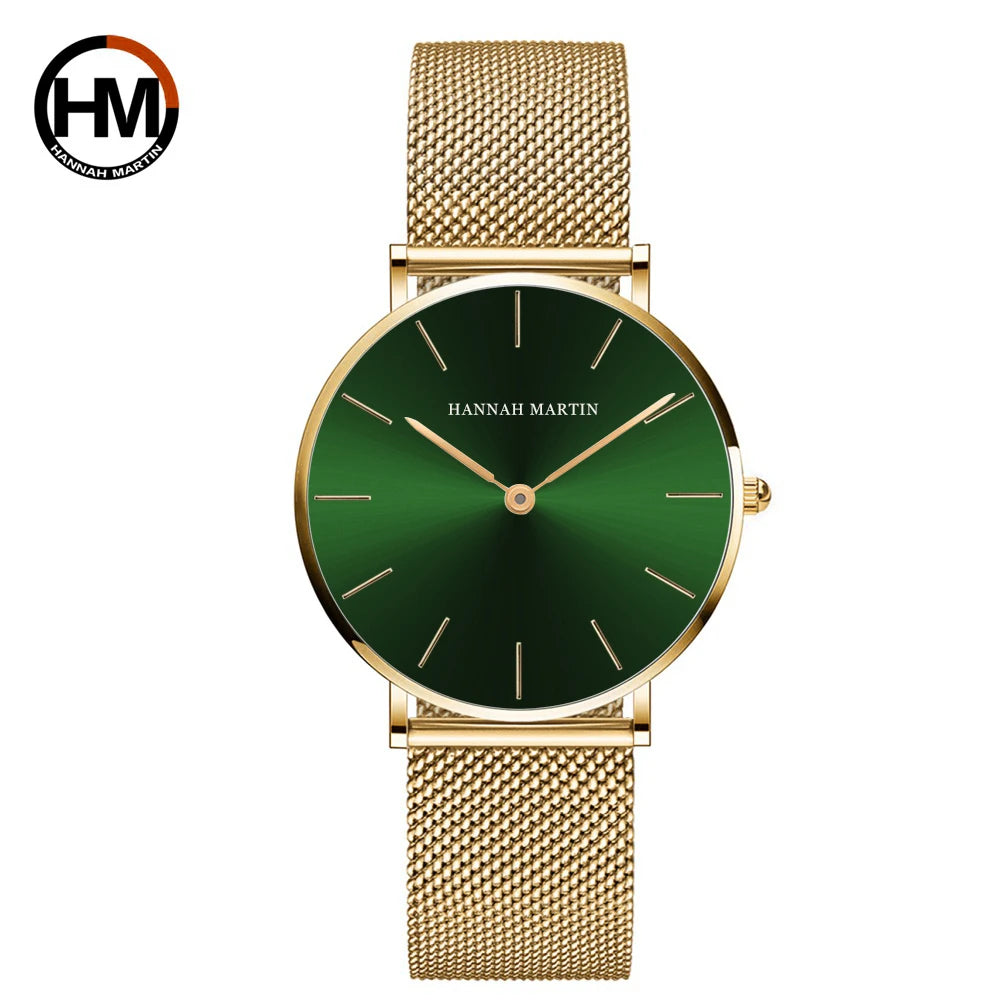HANNAH MARTIN Women Watch Nordic Minimalist Japan Quartz Movement 3Bar Waterproof Women 36mm Full Rose Gold Dropshipping Watches