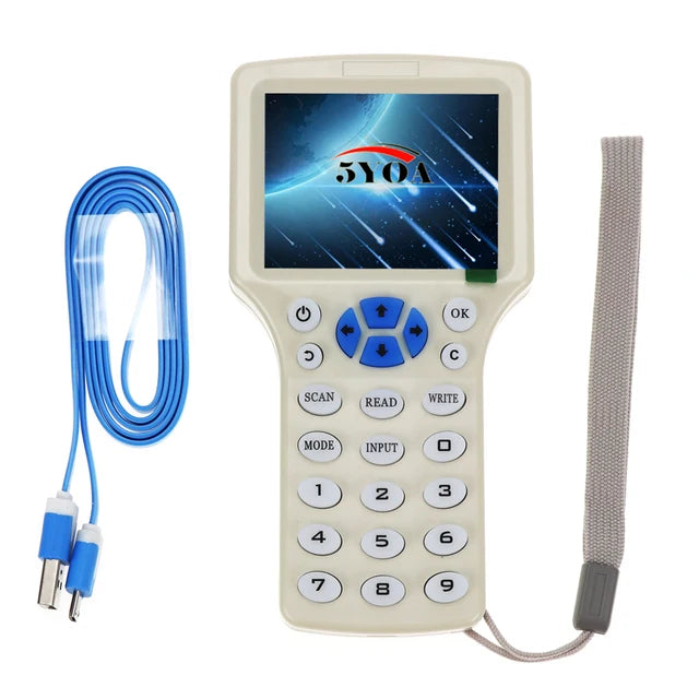 125KHz 13.56MHz RFID Copier Duplicator Reader Writer USB NFC Programmer Smart 10 Frequency Key Fob Card Reader UID Decoder 