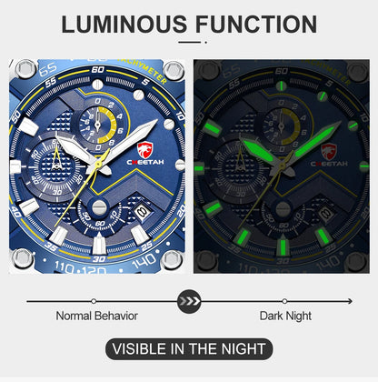 CHEETAH New Watches Mens Luxury Brand Big Dial Watch Men Waterproof Quartz Wristwatch Sports Chronograph Clock Relogio Masculino
