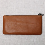 ZRCX Men's Genuine Leather Long Zipper Wallet First Layer Cowhide Youth Ultra-Thin Handbag Wallet Trendy Brand Simple Wallet