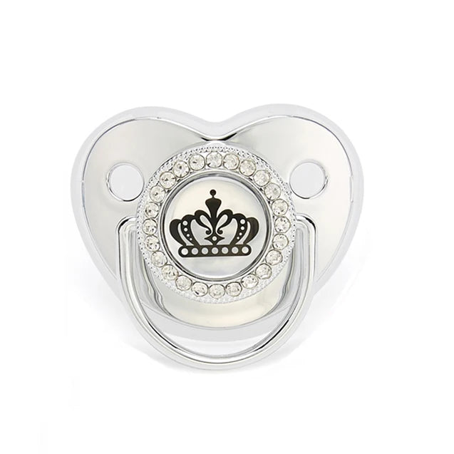 Luxury Newborn Baby Pacifier Crown Rhinestone Pacifier Infant Teether Silicone Soother Holder Dummy Baby Shower Gift 