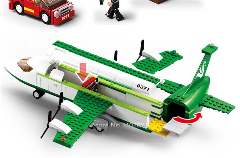Avión de carga urbano, almacenamiento de aviones, aeropuerto, Airbus, avión, avión, bloques de construcción creativos técnicos, juguetes educativos para niños