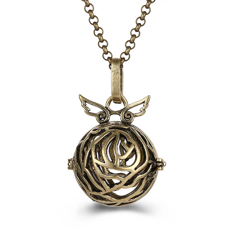Mexico Music Ball Hollow Zircon Pendant Vintage Perfume Locket Necklace Aromatherapy Diffuser Sweater Chain For Women Jewelry