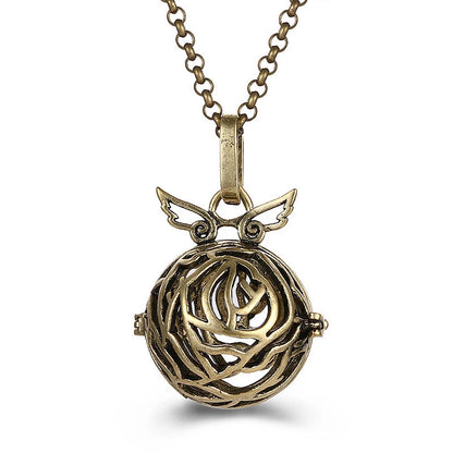 Mexico Music Ball Hollow Zircon Pendant Vintage Perfume Locket Necklace Aromatherapy Diffuser Sweater Chain For Women Jewelry