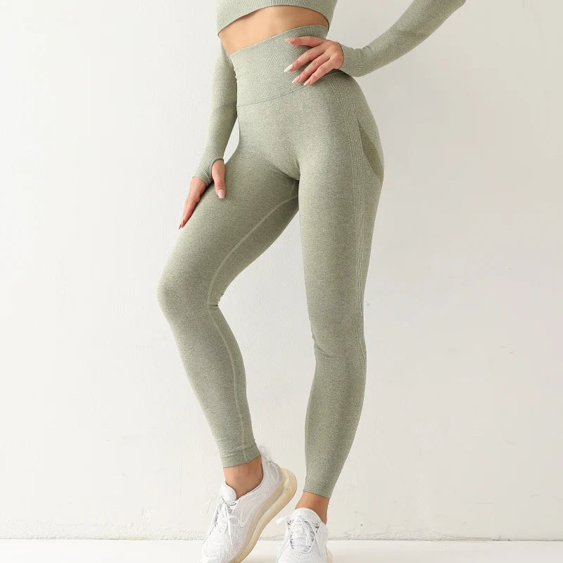 Leggings deportivos sin costuras para mujer, de cintura alta, elásticos, lisos, para yoga, gimnasio, trotar, de secado rápido, push up, ajustados, para mujer
