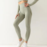 Fitness Women Sport Seamless Leggings High Waist Elastic Solid Yoga Leggings Gym Jogging Quick Dry Push Up Slim Pants Female