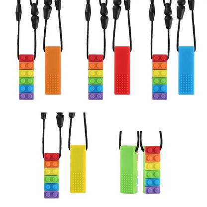 Collar sensorial para masticar, paquete de colgante de silicona para masticar, juguete de entrenamiento y desarrollo para bebés en dentición, autismo y ansiedad.