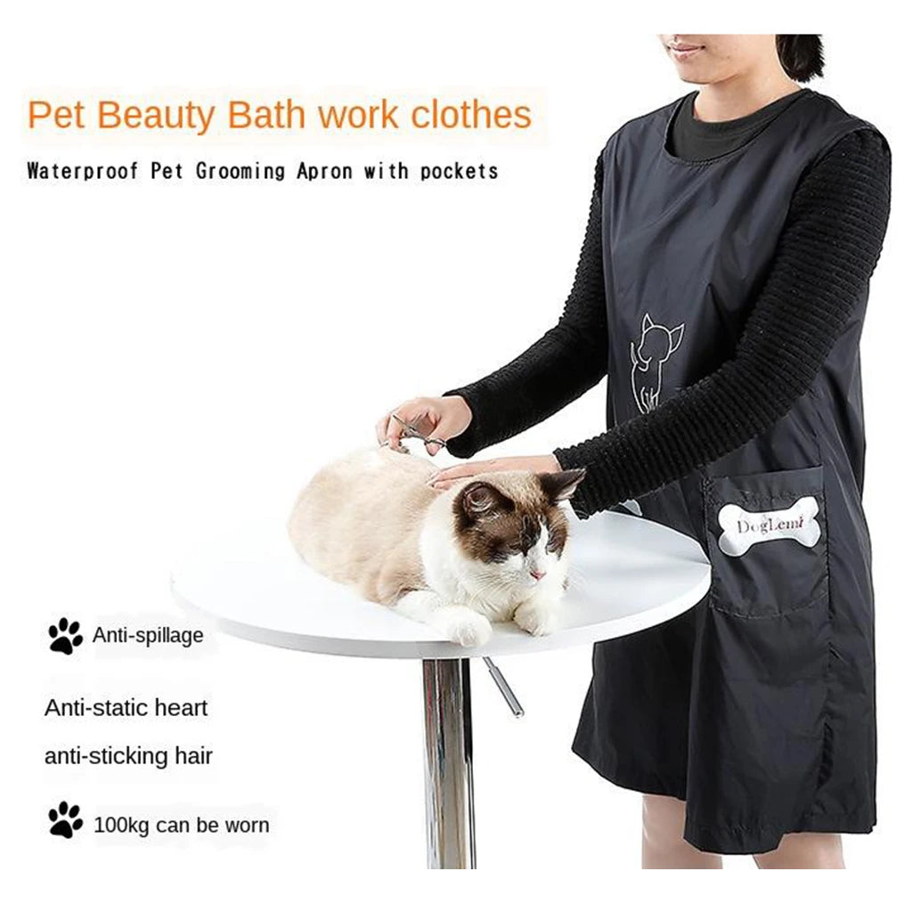 Pet Shop Uniform Waterproof Professional Cat Dog Grooming Apron Pet Shop Bath Uniform Work Clothes Smock for Dog Groomers