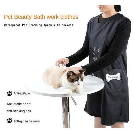 Pet Shop Uniform Waterproof Professional Cat Dog Grooming Apron Pet Shop Bath Uniform Work Clothes Smock for Dog Groomers