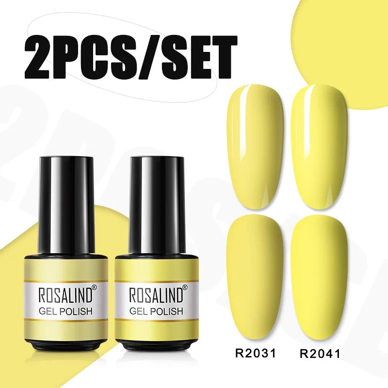 ROSALIND Nail Gel Manicure Set Hybrid Varnish Kit For Nails Art UV Lamp Semi Permanent Nail Gel Polish Set With Good Pack