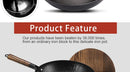 Konco Pure Iron wok cast iron pan Non-coated Pot General use for Gas and Induction Cooker 32cm Chinese Wok Cookware Pan