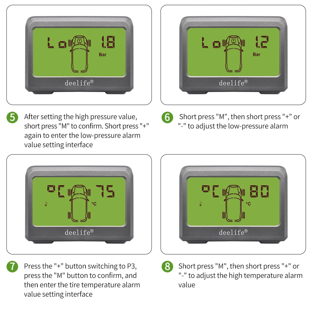 Deelife Car Tire Pressure Monitoring System Solar TPMS Tire Pressure Monitor Tire Pressure Control System