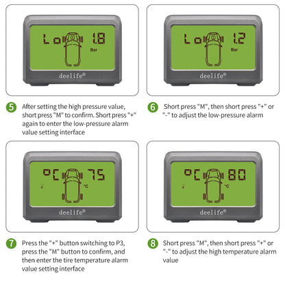 Deelife Car Tire Pressure Monitoring System Solar TPMS Tire Pressure Monitor Tire Pressure Control System