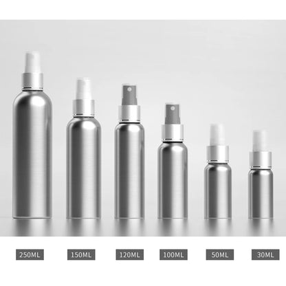 30ml/50ml/100ml/120ml/150ml/250ml Aluminum Empty Spray Bottle Mini Travel Refillable Perfume Cosmetic Container Sprayer Atomizer