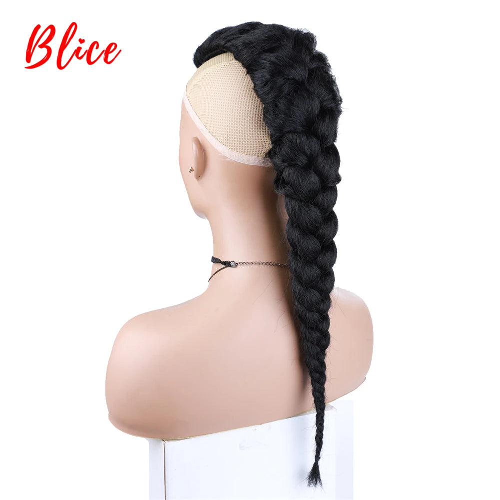 Rabo de cabelo com trança 75cm textura afro kinky straight
