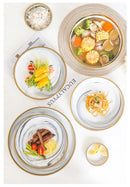 New Double-sided Gilt Rim Gray Marble Pattern Gilt Rim Porcelain Dinner Plate Set  Salad Noodles Bowl Ceramic Tableware