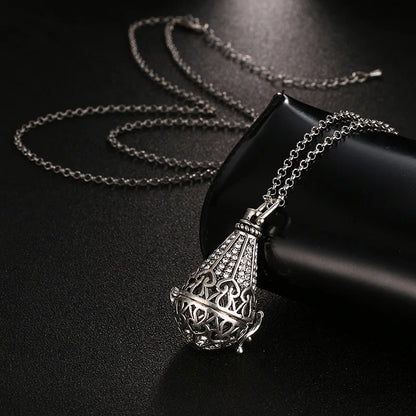 Mexico Music Ball Hollow Zircon Pendant Vintage Perfume Locket Necklace Aromatherapy Diffuser Sweater Chain For Women Jewelry