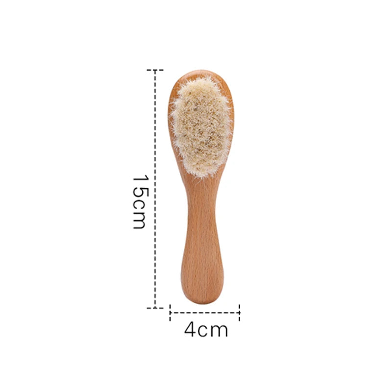 Newborn Baby Natural Wooden Boys Girls Soft Wool Hair Brush Head Comb Infant Head Massager Portable Bath Brush Comb For Kids