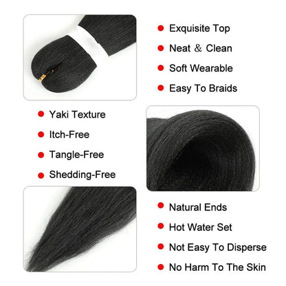 Long Easy Jumbo Tranças Extensões de cabelo sintético, Kanekalon para Crochet, Yaki Straight Trança, Box Cabelo Trançado, 20 ", 26", 30"