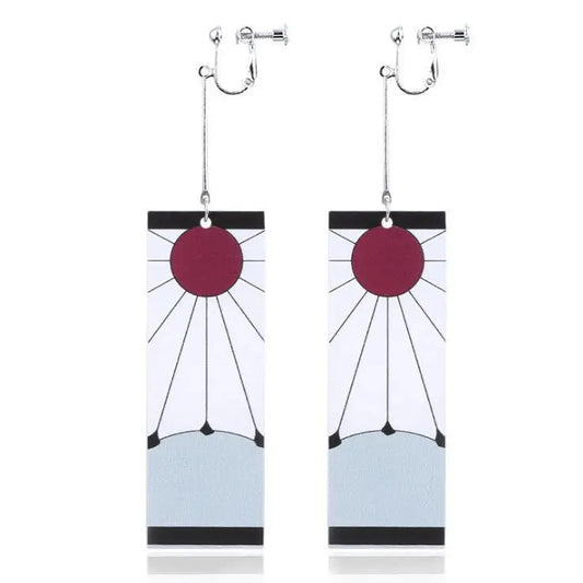 Anime Drop Earrings Acrylic Demon Slayer Kimetsu no Yaiba Ghost Blade Earrings for Women Men Tanjiro Earrings