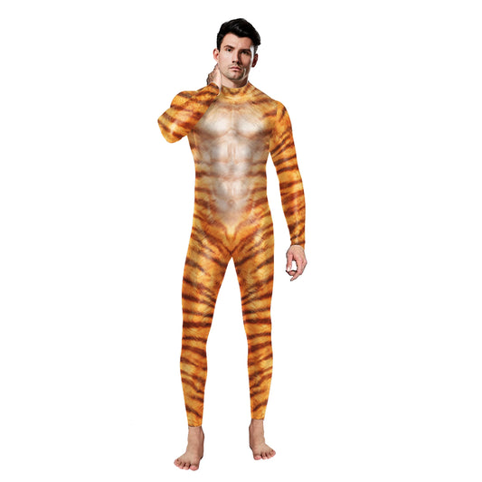VIP FASHION 2025 Halloween Costumes for Men Animal Fox Cosplay Bodysuit Giraffe Leopard Zentai Jumpsuits Party Funny Male Outfit