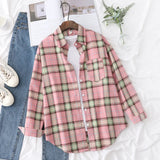 Casual Women's Plaid Shirt 2025 Spring Autumn New Ladies Loose Blouse and Tops Female Long Sleeve Shirts Fresh Checked Clothes
