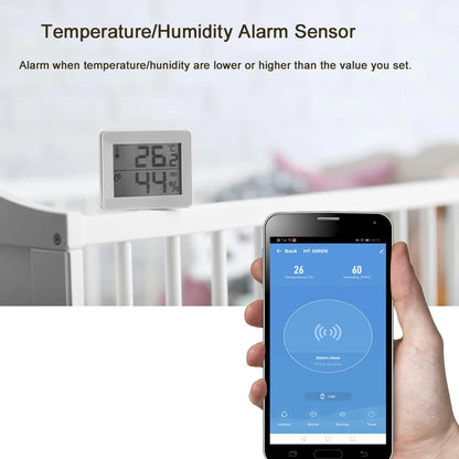 Alarma de sirena NEO Coolcam Smart Tuya Wifi con sensor de temperatura y humedad, compatible con Echo y Google Home Assistant