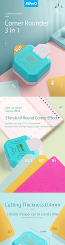 3-in-1 Corner Rounder Border Punches for Scrapbooking Diy Mini Corner Cutter R4/R7/R10mm Circle Trimmer Punch Office Supplies