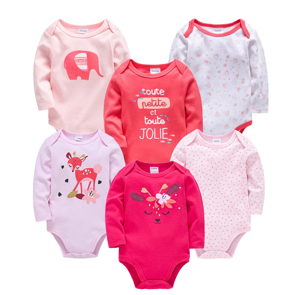 Conjunto de 3/6 piezas de ropa de moda para bebés Kavkas, conjunto de algodón suave de manga larga para otoño, mono para niños y niñas, body para recién nacidos