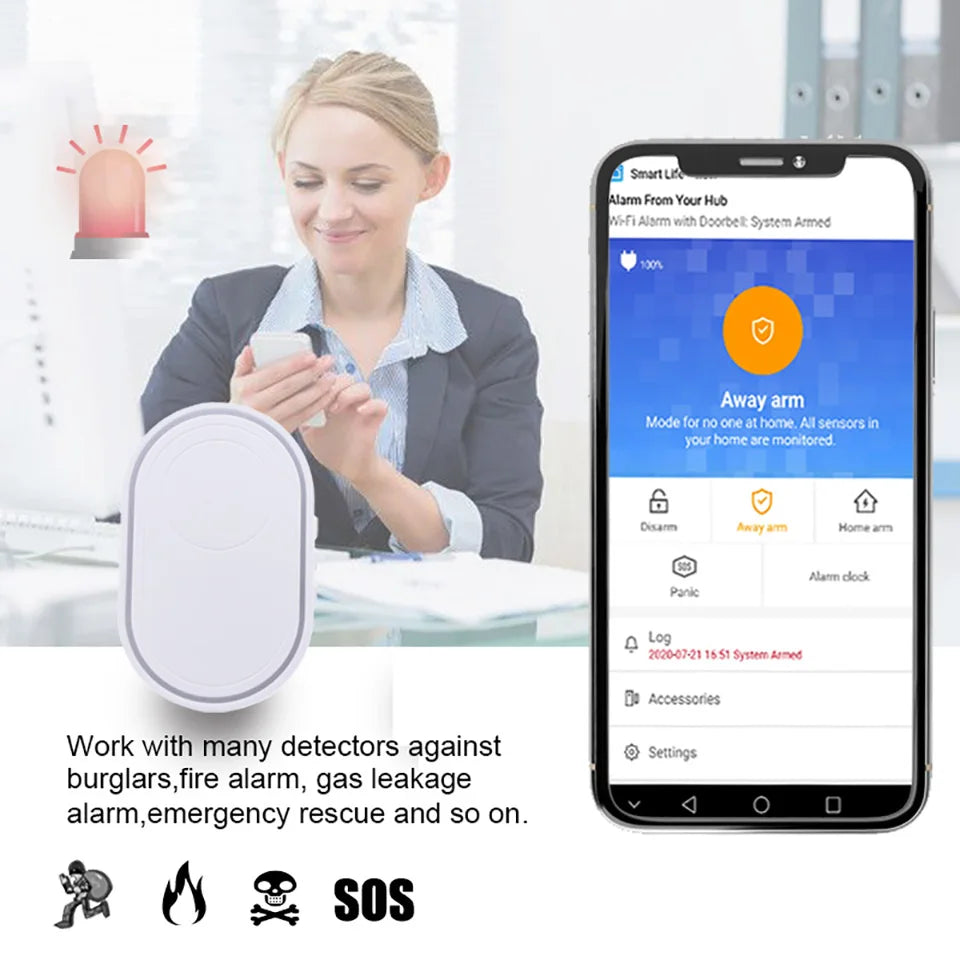Botón de pánico de emergencia Topvico Tuya con wifi para personas mayores, alarma SOS, pulsera inalámbrica para cuidadores, buscapersonas, reloj, llamada, alerta de caídas