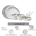 New Double-sided Gilt Rim Gray Marble Pattern Gilt Rim Porcelain Dinner Plate Set  Salad Noodles Bowl Ceramic Tableware