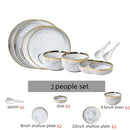 New Double-sided Gilt Rim Gray Marble Pattern Gilt Rim Porcelain Dinner Plate Set  Salad Noodles Bowl Ceramic Tableware