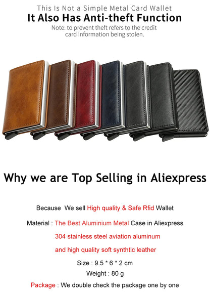 Rfid Aluminum Men Wallet Card Holders Purse Carbon Fiber Men Business Slim Thin Smart Wallet Credit Cardholder Case Note Holder