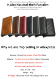 RFID Aluminum Men Wallet Card Holders Purse Carbon Fiber Men Business Slim Thin Smart Wallet Credit Cardholder Case Note Holder