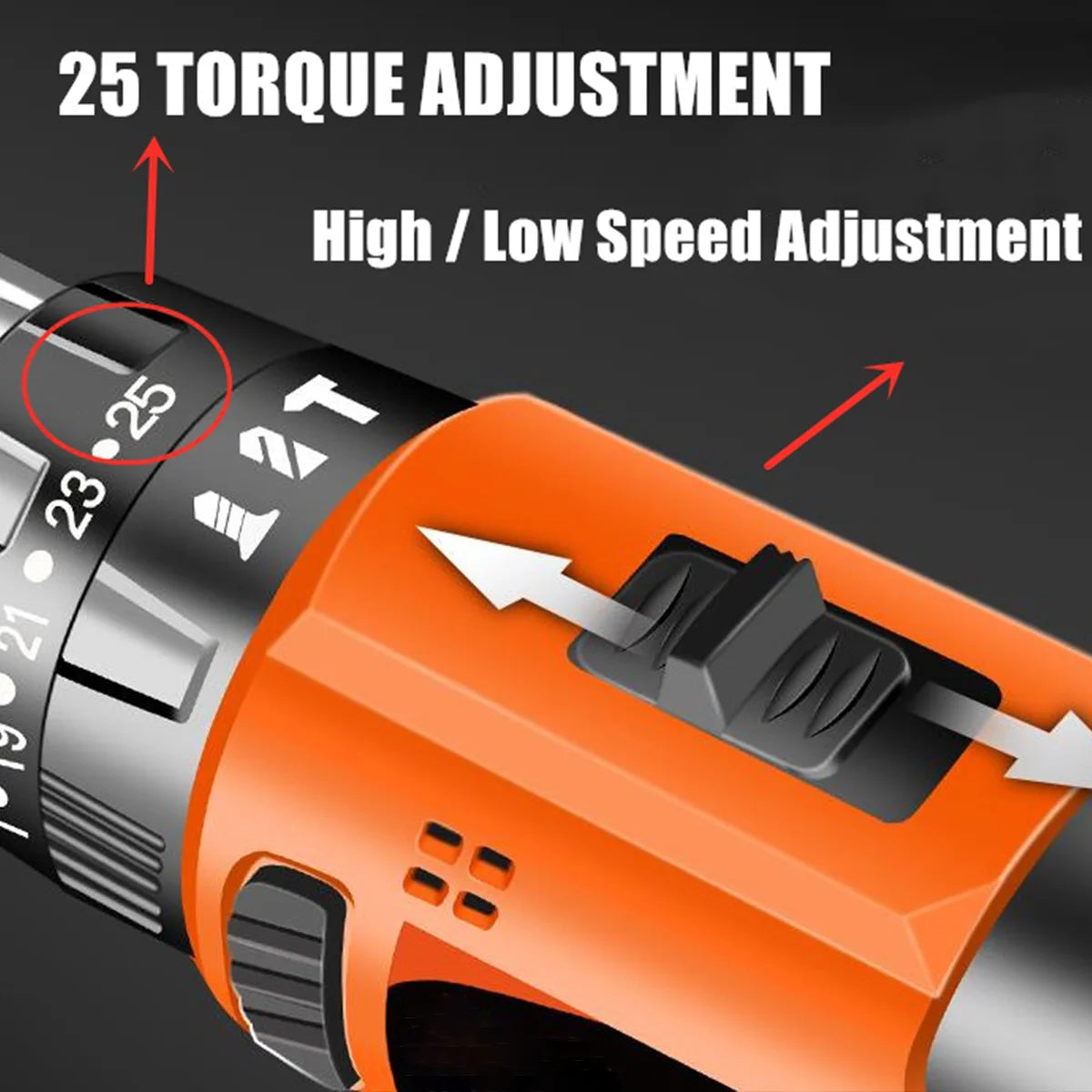 21V Cordless Drill Electric Screwdriver,25+3 Torque Settings,2-Speeds,Rechargeable Battery Drill Set Electric Screwdriver Tools