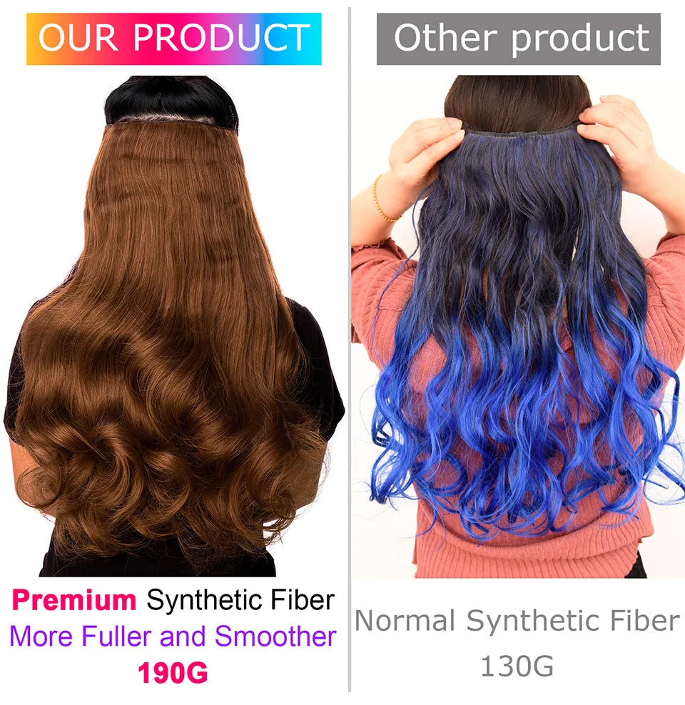Extensões de cabelo ondulado com mola clip in 60 cm premium sintético resistente ao calor 190g