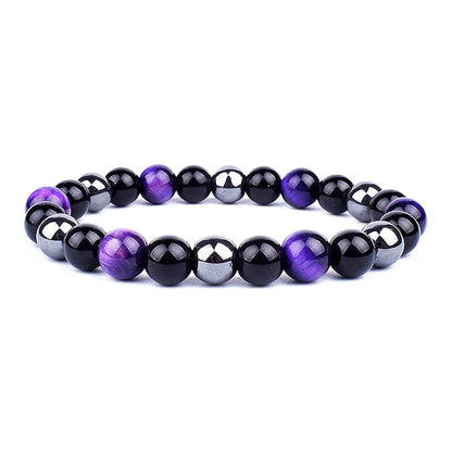 Pulseras de cuentas de obsidiana negra natural, hematita, ojo de tigre, para hombres, protección magnética de la salud, joyería para el alma de las mujeres, pulsera para hombre 