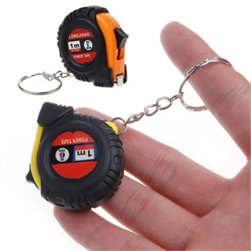 Mini cinta métrica de tamaño de bolsillo, 1m, cadena retráctil, cinta métrica portátil, llavero, cinta métrica de presión