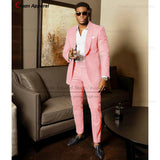 Blue Shawl Lapel Suit Male 2 Pieces Tailored Groom Wedding Suits Tuxedo Best Man Blazer Pants Trendy Fashion Marriage Costume