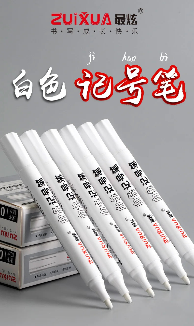 1/3/5 Pcs White Marker Pens 2.0mm Oily Waterproof White Gel Pen DIY Graffiti Sketching Markers Stationery Writing School Supplies