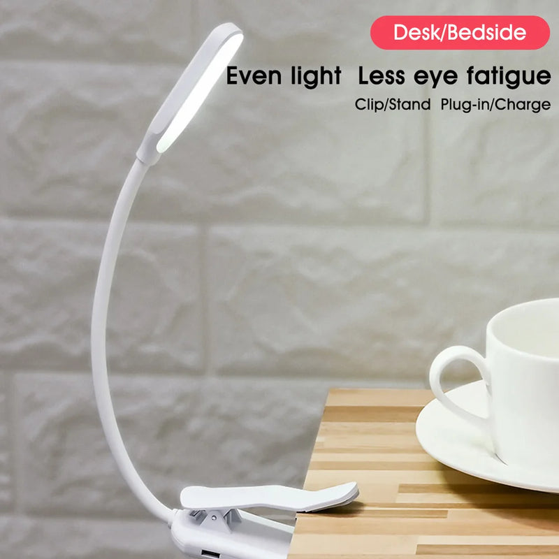 Rechargeable Book Reading Light Lamp, LED Book Light for Reading in Bed - Eye Caring Adjustable Brightness 3 Color Temperatures