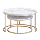 2Pcs Marble Texture Coffee Table for Living Room Sofa Side Round Coffee Tea Table 2 in 1 Combination Furniture Golden White