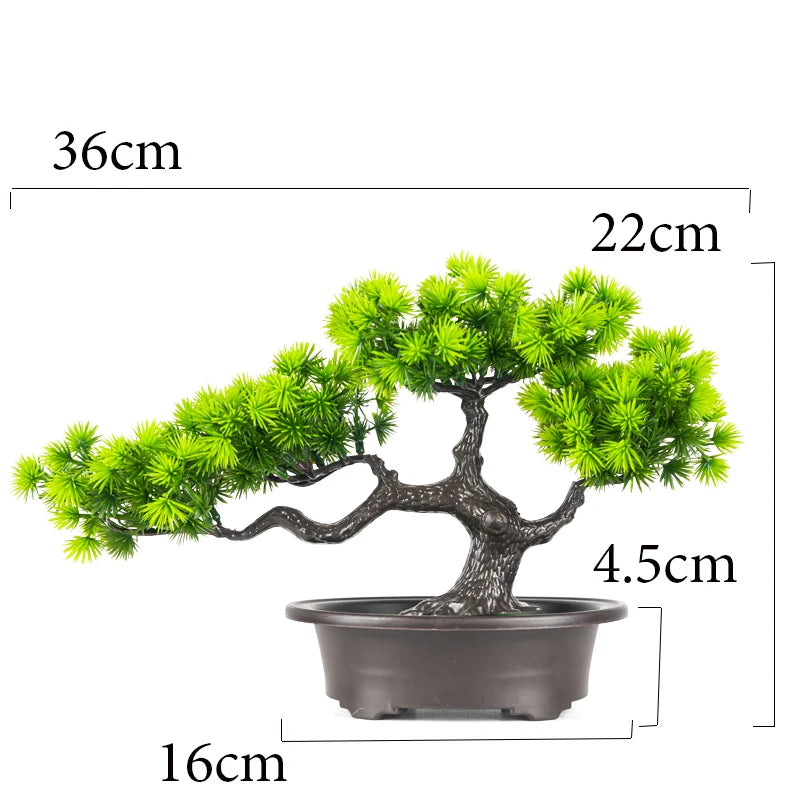 27cm Artificial Pine Plants Bonsai Fake Tree Ornaments Plastic Plants Landscape Simulation Tree for Home Room Desktop Decoration