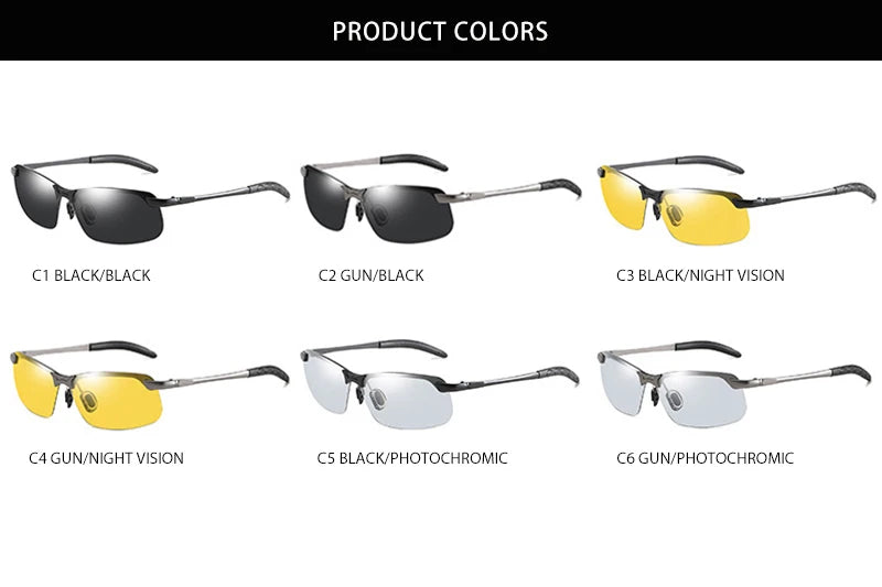Fashion Half Frame Photochromic Sunglasses Men Women Classic Chamelon Polarized Sun Glasses Male Vintage Fishing Driving Shades