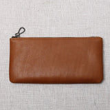 ZRCX Men's Genuine Leather Long Zipper Wallet First Layer Cowhide Youth Ultra-Thin Handbag Wallet Trendy Brand Simple Wallet