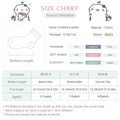 5 Pairs/Lot Kids Soft Cotton Socks Boy Girl Baby Infant Fashion Stripe Warm For Autumn Winter 0-8 Years Children Cartoon Sock