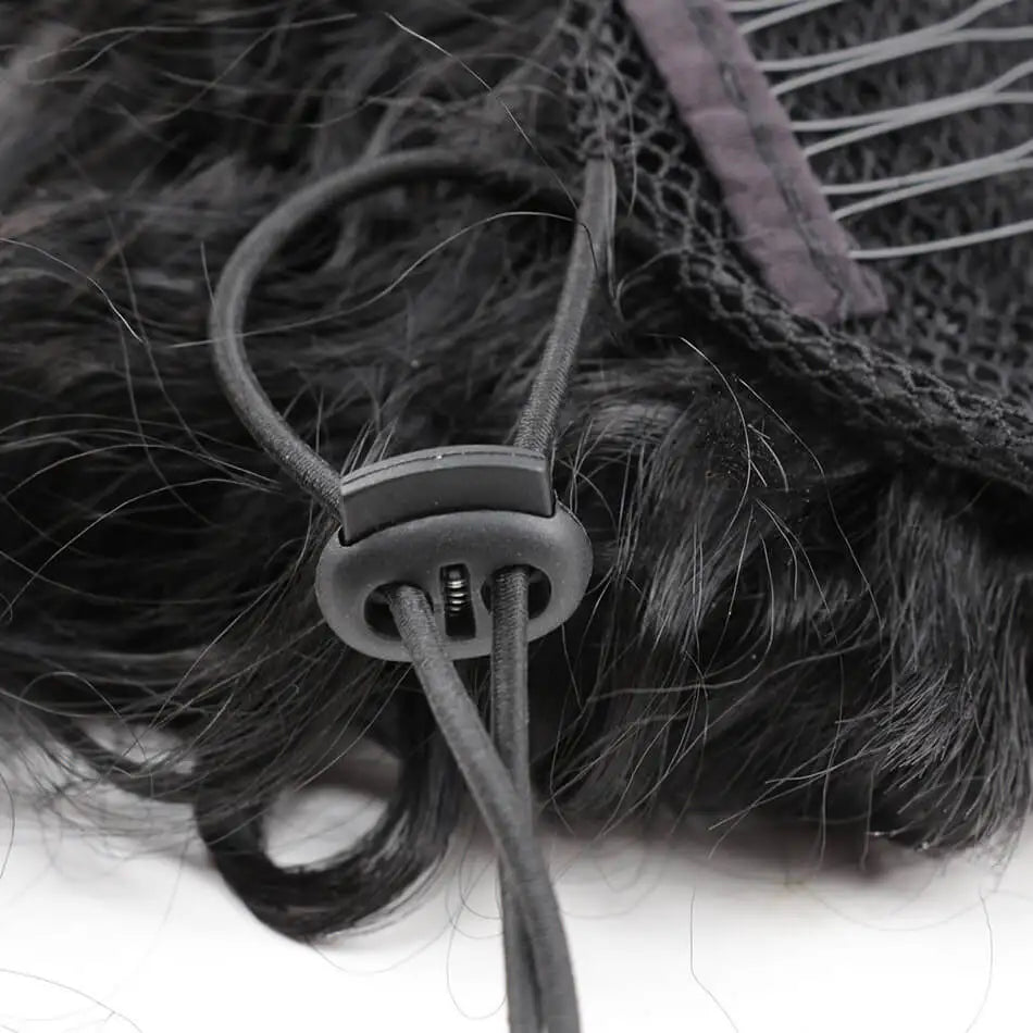 Extensões de rabo de cavalo cacheado longo 80cm aplique sintético com cordão e clip water wave