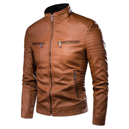 Chaqueta de cuero vintage informal para hombre, diseño de moda de primavera y otoño, con bolsillo para motociclista, talla 4XL-M, 2021